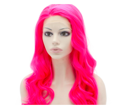 Fuşya Renk Dalgalı Uzun Parti Peruğu Takma Saç