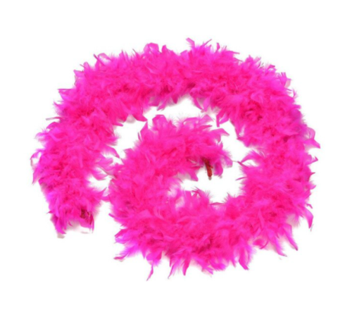 Fuşya Renk Kabarık Tüylü Otriş Boa Gerçek Tüy Dekorasyon 180 cm