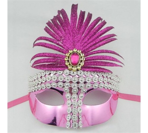 Fuşya Simli Yılbaşı Parti Maskesi