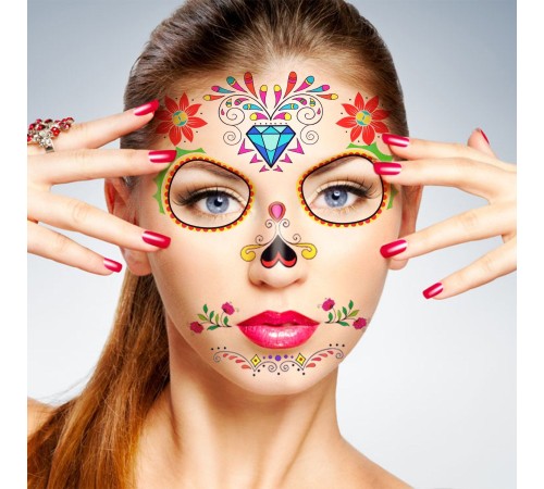 Geçici Yüz Dövmesi Mavi Elmas Desenli