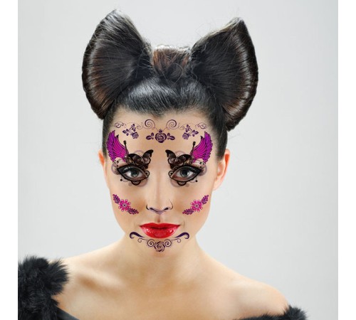 Geçici Yüz Dövmesi Mor Kanatlı Model