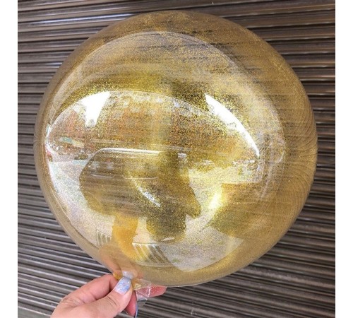 Gold Simli Yuvarlak Şeffaf Balon 24 İnç