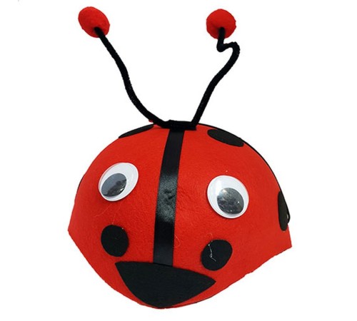 Gösteriler İçin Ponponlu Kırmızı Renk Uğur Böceği Hayvan Şapkası