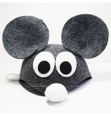 Gri Renk Kulaklı Fare Şapkası Hayvan Şapkası