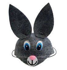 Gri Renk Kulaklı Tavşan Şapkası Hayvan Şapkası