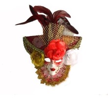 Güllü Dekoratif Seramik Maske Kırmızı Renk