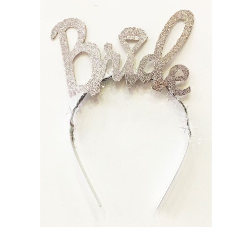 Gümüş Renk Bekarlığa Veda İtalik Yazı Alyanslı Bride Taç