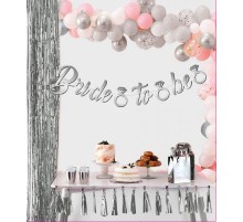 Gümüş Renk İtalik Yazı Bekarlığa Veda Partisi Tektaşlı Bride To Be Banner Flama Süs