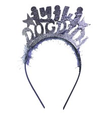 Gümüş Renk İyiki Doğdun Yazılı Eva Doğum Günü Parti Tacı