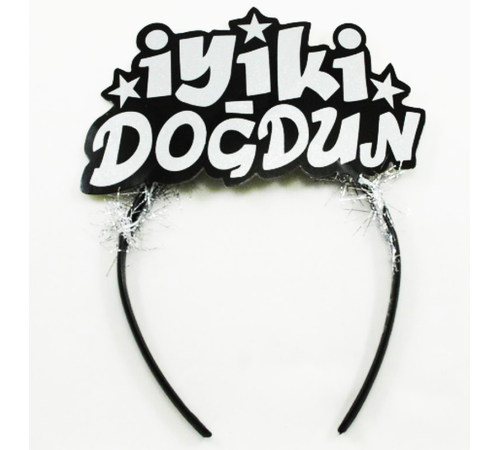 Gümüş Renk İyiki Doğdun Yazılı Sim Süslü Parti Tacı