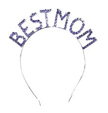 Kristal Taşlı Gümüş Renk Best Mom Tacı 16x17 cm