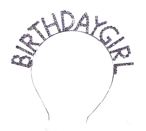 Kristal Taşlı Gümüş Renk Birthday Girl Tacı