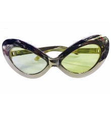 Metalize Yeşilçam 80 li 90 lı Yıllar Parti Gözlüğü Gümüş Renk 15x7 cm