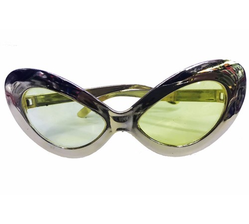 Metalize Yeşilçam 80 li 90 lı Yıllar Parti Gözlüğü Gümüş Renk 15x7 cm