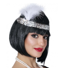 Gümüş Renk Tüylü Çarliston Saç Bandı Kafa Bandı