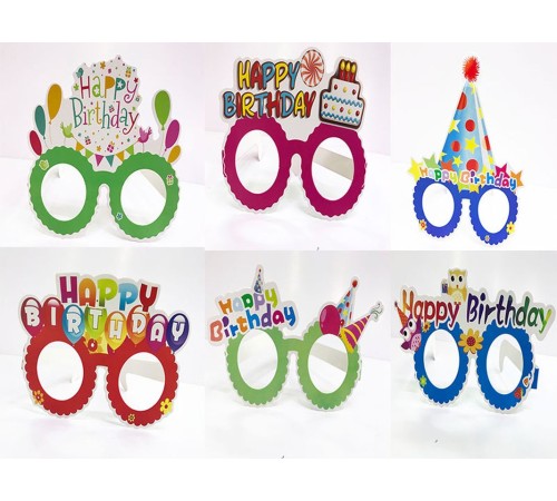 Happy Birthday Doğum Günü Karton Gözlük 6 Adet