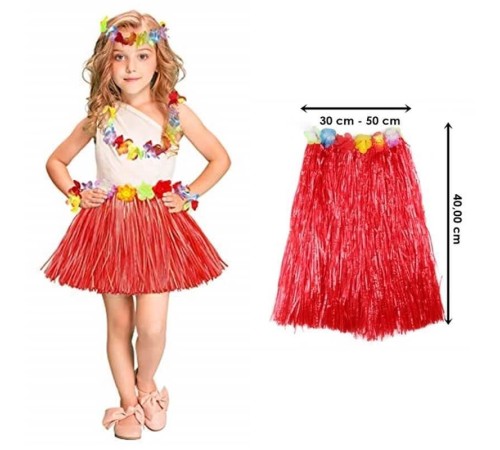 Hawaii Hula Eteği Kırmızı Renk 40 cm