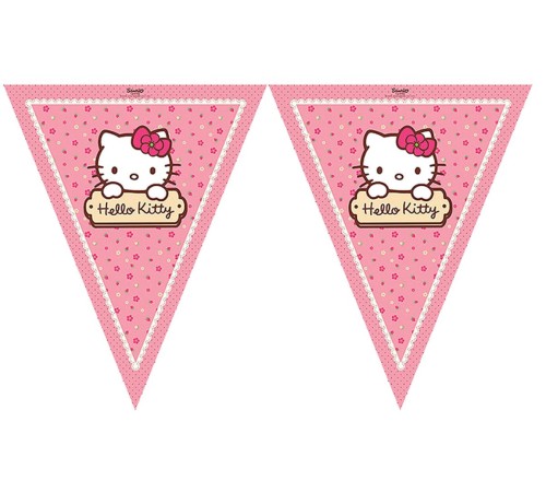 Hello Kitty Temalı Üçgen Bayrak Flama Süsleme 3.2 Metre