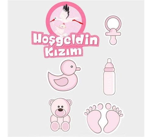 Hoşgeldin Kızım Baby Shower Sticker Etiket Seti 6 Adet