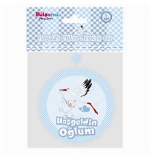 Hoşgeldin Oğlum Yazılı Baby Shower Partisi Asmalı İp Süs 3 Adet