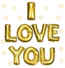 I Love You Folyo Balon Altın Renk 35 CM