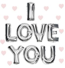 I Love You Folyo Balon Gümüş Renk 35 CM