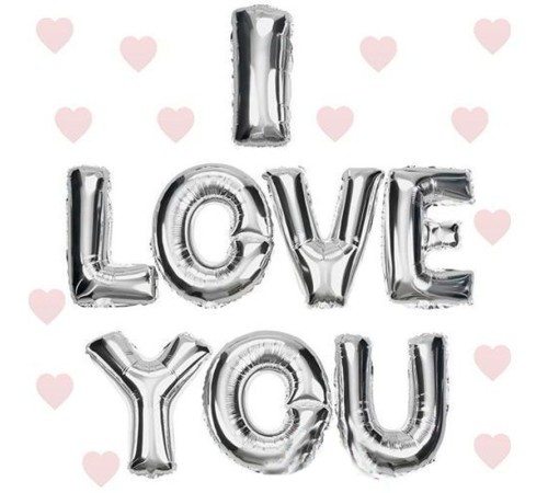 I Love You Folyo Balon Gümüş Renk 35 CM