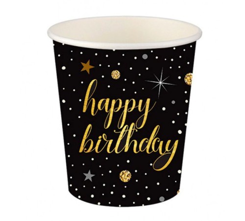 Işıltılı Doğum Günü Karton Bardak 200cc-8oz 8li