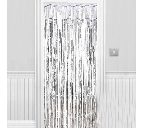 Işıltılı Duvar ve Kapı Perdesi Gümüş 90x200 cm