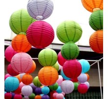 Japon Feneri Kağıt Süs 6 Adet Karışık Renk 30 cm
