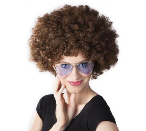 Kahve Renk Kıvırcık Afro Bonus Peruk