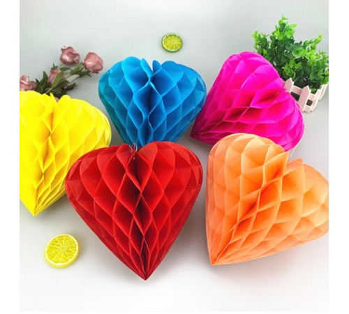 Kalp Şekilli Kağıt Fener 25 cm 4 Adet