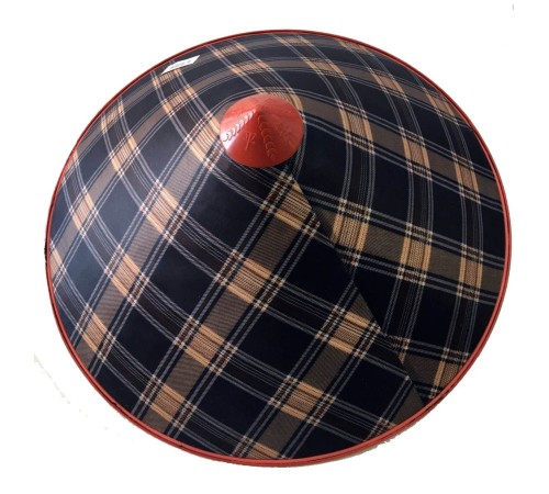 Kareli Desen Saten Kaplama Krem Siyah Vietnam Şapkası