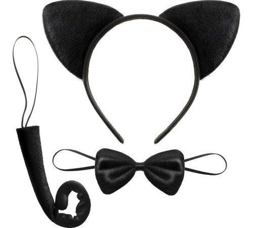 Kedi Kostüm Taç Kuyruk Papyon Seti 1 Adet