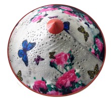 Damlalı Saten Kaplama Gümüş Vietnam Şapkası