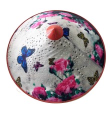 Damlalı Saten Kaplama Gümüş Vietnam Şapkası