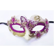 İşlemeli Masquerade Venedik Maskesi Mor Renk 7x16 cm
