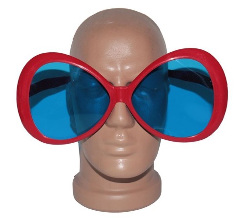 Kırmızı Renk Mega Boy Oval Yuvarlak Parti Gözlüğü