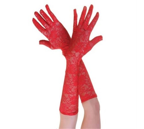 Kırmızı Renk Orta Boy Dantelli Eldiven