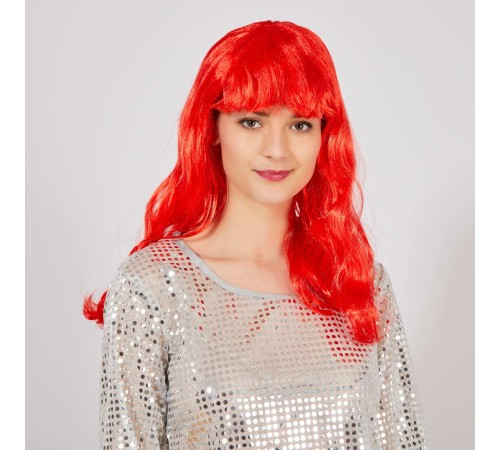 Kırmızı Renk Uzun Dalgalı Parti Peruğu