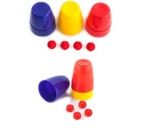 Kırmızı Top Kaybeden Renkli Kupalar Sihir Oyunu Sihir Malzemesi