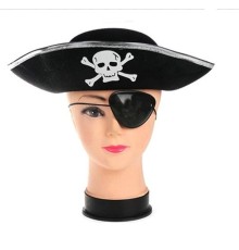 Korsan Şapkası ve Göz Maskesi Gümüş Renk Çocuk Boy