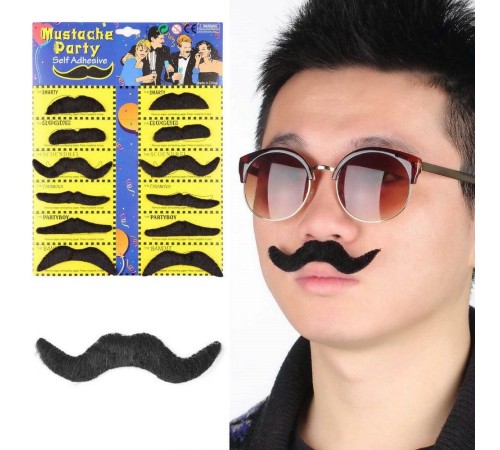 Yapışkanlı Takma Bıyık 6 Model 12 Adet Set