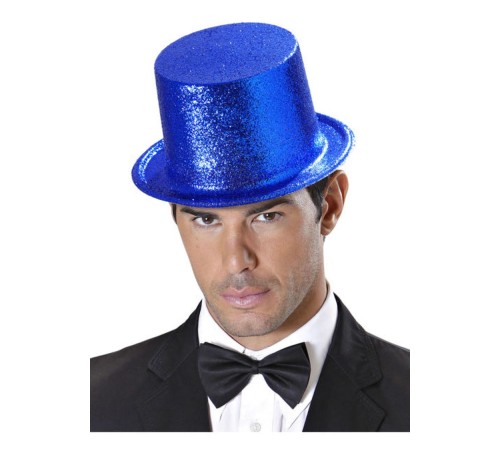 Koyu Mavi Renk Uzun Plastik Simli Parti Şapkası