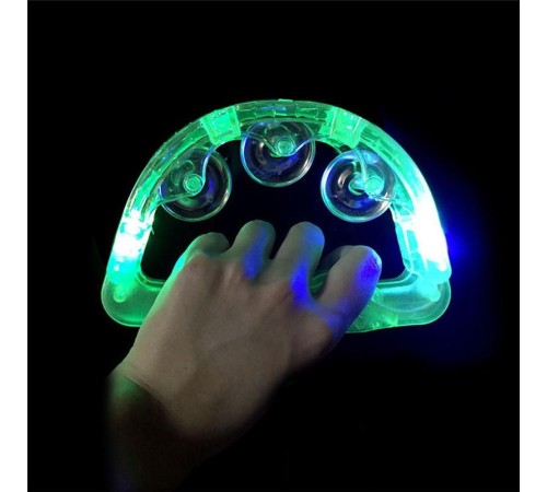 Led Işıklı Pilli Yanıp Sönen Lüks Eğlence Tefi Yeşil Renk