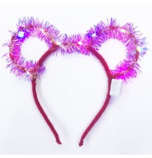 Led Işıklı Püsküllü Mickey Minnie Mouse Kulak Kırmızı Taç 19X17