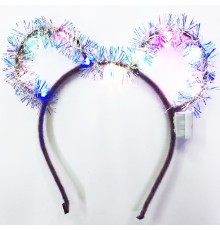 Led Işıklı Püsküllü Mickey Minnie Mouse Kulak Mor Taç 19x17 cm