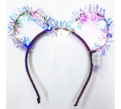 Led Işıklı Püsküllü Mickey Minnie Mouse Kulak Mor Taç 19x17 cm