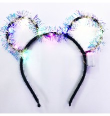 Led Işıklı Püsküllü Mickey Minnie Mouse Kulak Siyah Taç 19x17 cm