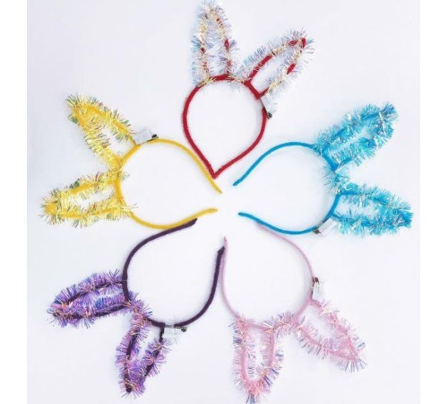 Led Işıklı Püsküllü Siyah Renk Tavşan Tacı 21x17 cm